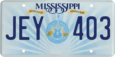 MS license plate JEY403