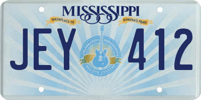 MS license plate JEY412