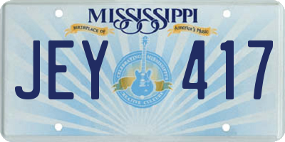 MS license plate JEY417