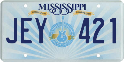 MS license plate JEY421