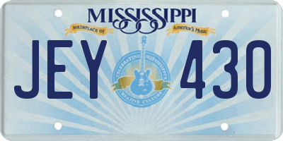 MS license plate JEY430