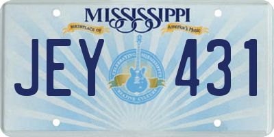 MS license plate JEY431