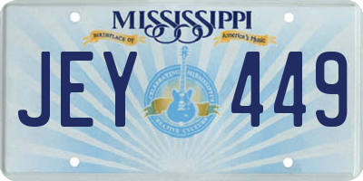 MS license plate JEY449