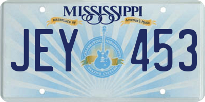 MS license plate JEY453