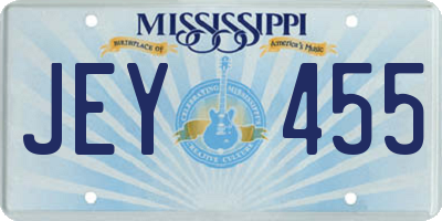 MS license plate JEY455