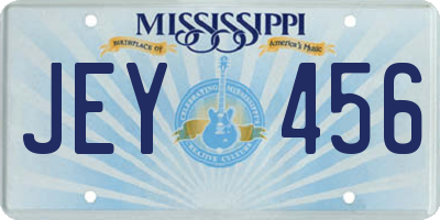 MS license plate JEY456