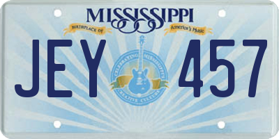 MS license plate JEY457