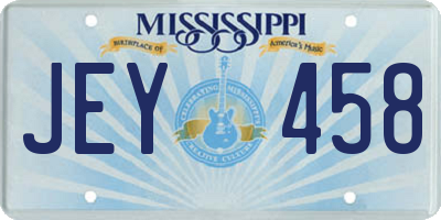MS license plate JEY458