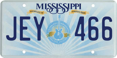 MS license plate JEY466