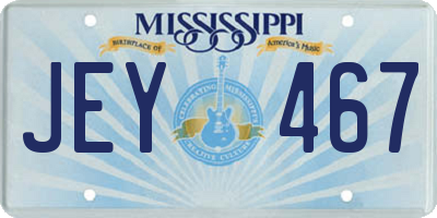 MS license plate JEY467
