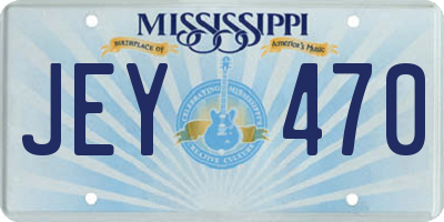 MS license plate JEY470