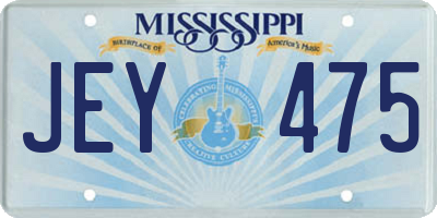 MS license plate JEY475