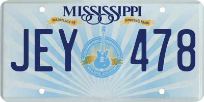 MS license plate JEY478