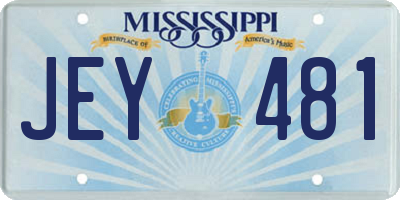 MS license plate JEY481