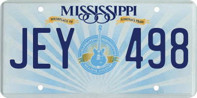 MS license plate JEY498
