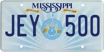 MS license plate JEY500