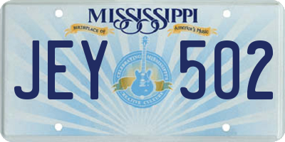 MS license plate JEY502
