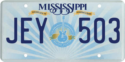 MS license plate JEY503