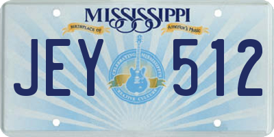 MS license plate JEY512