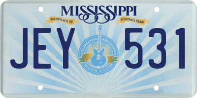MS license plate JEY531