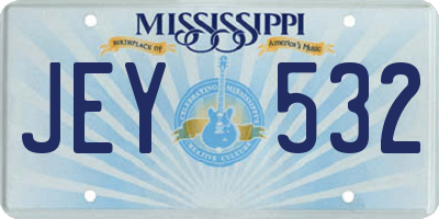 MS license plate JEY532