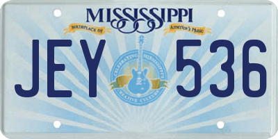 MS license plate JEY536