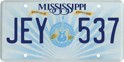 MS license plate JEY537