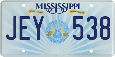 MS license plate JEY538
