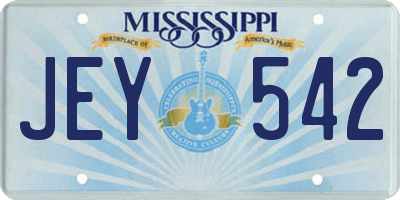 MS license plate JEY542