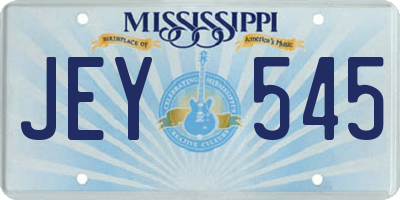 MS license plate JEY545