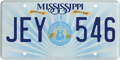MS license plate JEY546