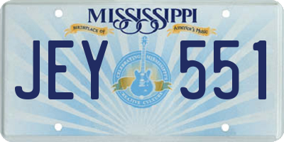 MS license plate JEY551