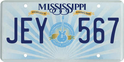 MS license plate JEY567