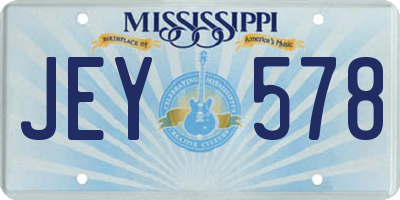 MS license plate JEY578