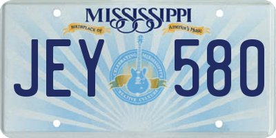 MS license plate JEY580