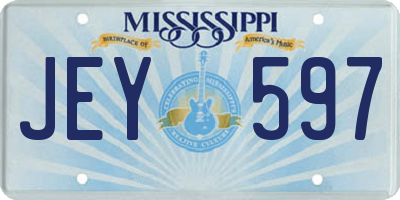 MS license plate JEY597
