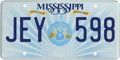 MS license plate JEY598
