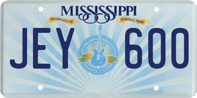 MS license plate JEY600