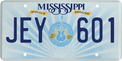 MS license plate JEY601