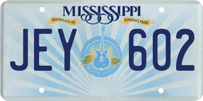 MS license plate JEY602