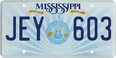 MS license plate JEY603