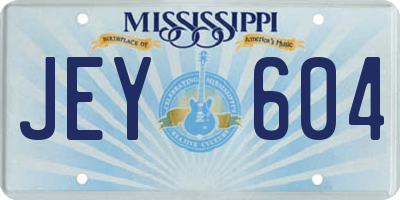 MS license plate JEY604