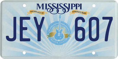MS license plate JEY607
