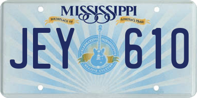 MS license plate JEY610