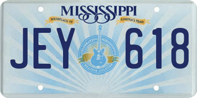 MS license plate JEY618