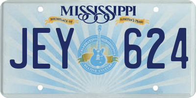 MS license plate JEY624