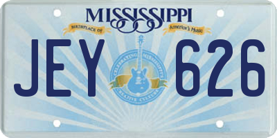 MS license plate JEY626