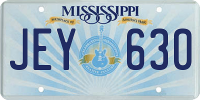 MS license plate JEY630