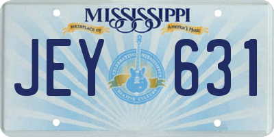 MS license plate JEY631