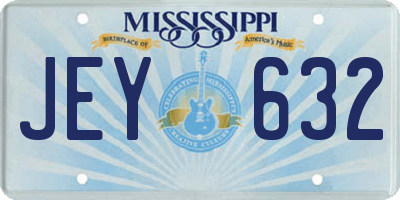 MS license plate JEY632
